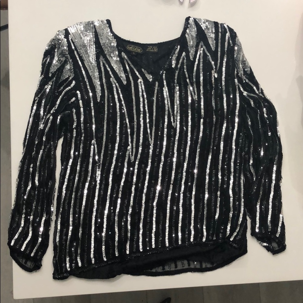 Vintage 100% Silk and Sequence Blouse